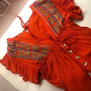 Free People Burnt Orange Midi Dress